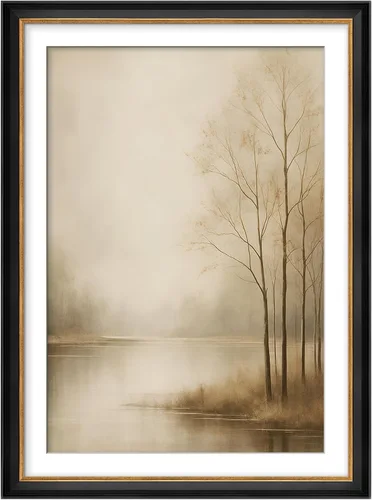 Miniatura 307 de MUDECOR Lienzo enmarcado prémium para pared, pinos nevados en bosque de invierno, ilustraciones modernas, arte contemporáneo, escénico, divertido