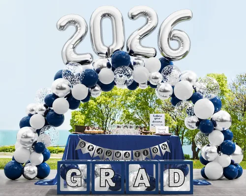 Miniatura 6 de Decoraciones de graduación 2026: juego de 86 piezas de suministros de decoración para fiesta de graduación, incluye cuerdas de luz LED, cajas