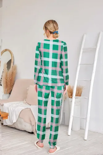 Miniatura 226 de Ekouaer Conjunto de pijama de manga larga para mujer, ropa de dormir suave con cuello redondo y bolsillos