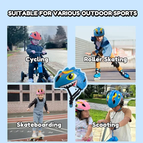 Miniatura 6 de Toddler Helmet Kids Bike Helmet for 2 3 4 5 6 7 8 Years Old Girls with 3D Dinosaur Design Protective Gear Set and Safety Certified, Toddler Bike