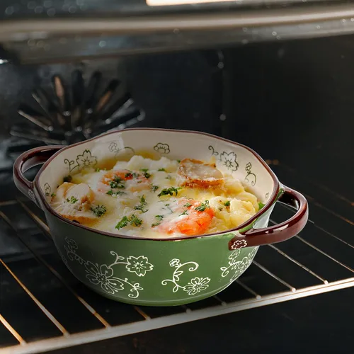 Miniatura 8 de AVLA Paquete de 4 cuencos de sopa de cerámica, 22 onzas de porcelana con doble asa, grandes Crocks de cerámica para sopa de cebolla francesa