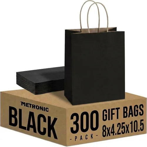 Miniatura 12 de METRONIC Bolsas de papel marrón de 10 x 5 x 13 pulgadas, 50 unidades, bolsas de regalo de papel kraft de tamaño mediano con asas, bolsa de papel