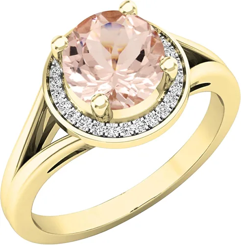 Miniatura 284 de Dazzlingrock Collection Anillo de compromiso redondo de 0.276 in con halo de diamante blanco y vástago dividido para ella en oro macizo de 14