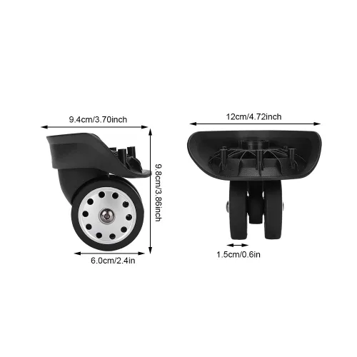 Miniatura 3 de Multihole Maleta Rueda, un par A88 Negro Equipaje Multiagujero Rueda Universal Maleta Reemplazo Suministros al Aire Libre