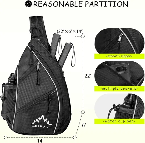 Miniatura 3 de Himal - Bolsa de pickleball ajustable, tenis, bolsa de raqueta, mochila de pickleball con soporte para botella de agua para hombres
