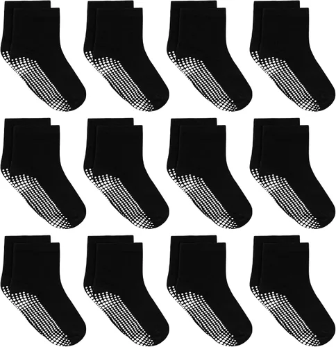 Miniatura 16 de Tphon Calcetines para Niños Pequeños, Calcetines Antideslizantes para Bebés para Niños y Niñas, 12 Pares de Calcetines para Niños Infantes de 6M-10