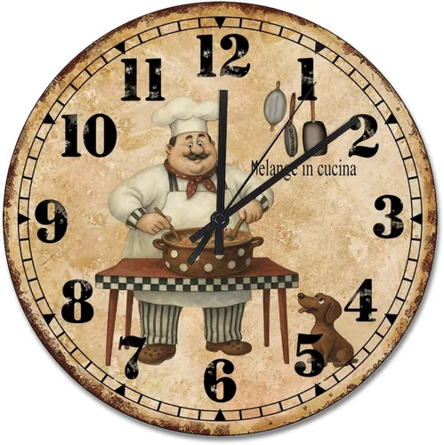 Miniatura 22 de ArogGeld Chef - Reloj de pared de cocina de madera, 10 silencioso, sin tictac, de cuarzo, funciona con pilas, para sala de estar, dormitorio