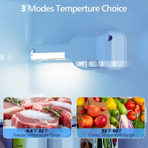Miniatura 5 de Electactic Mini refrigerador de 2.5 pies cúbicos con congelador, refrigerador compacto de doble puerta, estantes de vidrio ajustables, termostato