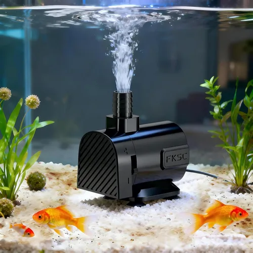 Bomba de agua sumergible de 50 GPH - Bomba de fuente para acuario y pecera Mini, control de flujo ajustable, entrada lateral/inferior de doble Negro