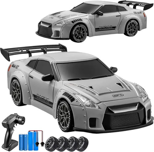 Miniatura 10 de Auto de Deriva RC, Vehículo de Control Remoto Escala 1:24 con Luces LED, Neumáticos de Deriva y Dos Baterías, Idea de Regalo de Juguete Deportivo