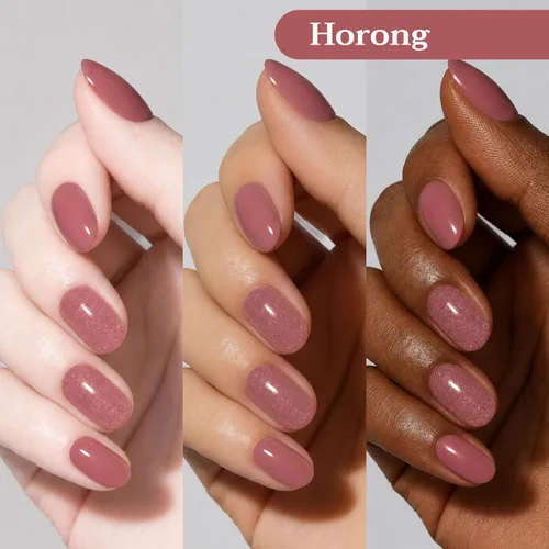 Miniatura 2 de Juego de esmaltes de uñas Dusty Rose con brillo dorado, juego de 3 piezas veganas a base de agua con capa superior brillante, uñas neutras rosa