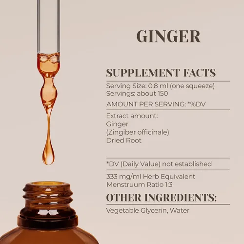 Miniatura 3 de Extracto de tintura natural sin alcohol de jengibre, refuerzo del sistema inmunológico, gotas líquidas hechas de 100% jengibre (Zingiber officinale)