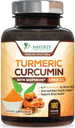 Miniatura 11 de Nature's Nutrition Cúrcuma, Curcumina máxima potencia, 95% curcuminoides, 0.064 onzas con extracto de pimienta negra para una mejor absorción