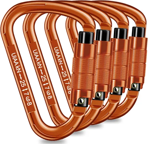 Miniatura 9 de Mosquetón de bloqueo automático, mosquetón resistente de 25 kN UIAA, mosquetón de escalada certificado por UIAA, mosquetones de seguridad