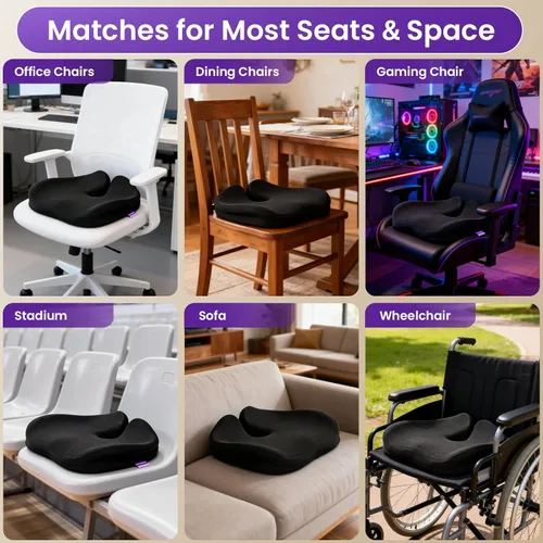 Miniatura 5 de ZZ-WELL - Cojines de asiento para sillas de oficina, cojín patentado para alivio de presión de coxis para dolor de coxis, almohadas de espuma