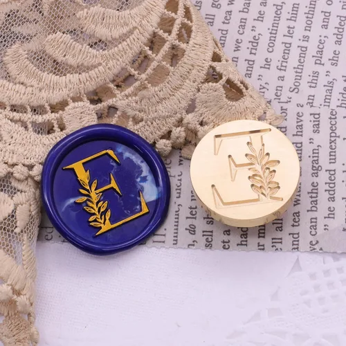 Miniatura 5 de SWANGSA Sello de cera inicial del alfabeto E, sello de cera de hojas botánicas vintage elegante para invitación de fiesta de boda, envoltura