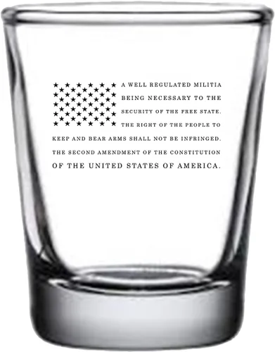 Rogue River Tactical Regalo de vidrio de chupito de la segunda enmienda de la bandera de Estados Unidos para republicanos o conservadores