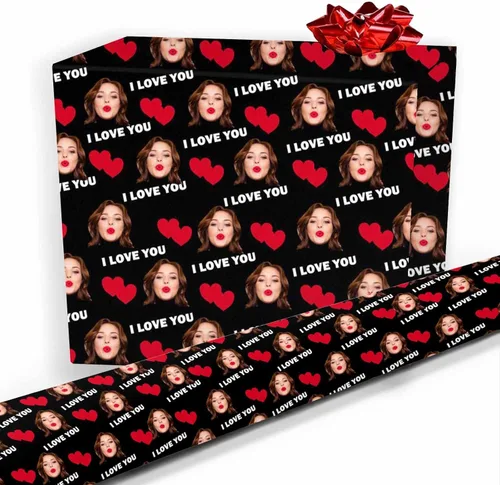 Miniatura 33 de Papel de regalo personalizado, divertido papel de regalo para cara, foto, nombre, Día del Padre, rollo de regalo para papá, hombres, mujeres, niños