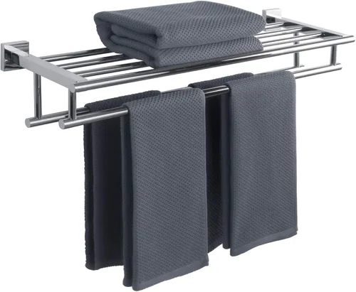 Miniatura 17 de Alise - Toallero para baño con montaje en pared, soporte de toallas de baño con doble barra para toallas y estante, 40.6 cm, SUS304 de acero Negro