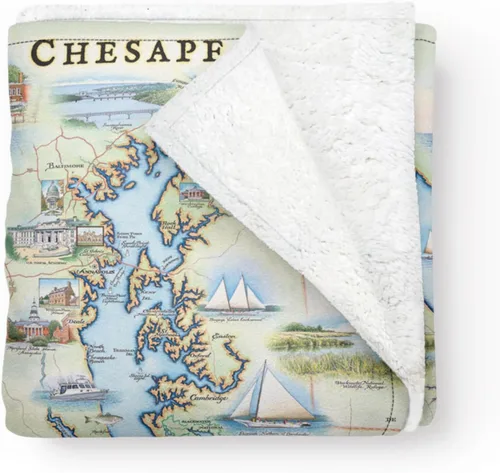 Miniatura 14 de Xplorer Maps Manta de forro polar del Parque Nacional Acadia Manta de 58 x 50 pulgadas Arte original dibujado a mano