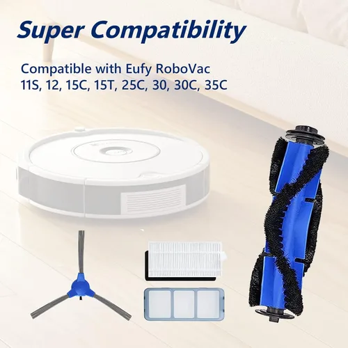 Miniatura 2 de CERO Paquete de 25 piezas de repuesto para Eufy RoboVac 11S, 25C, 15C, 30, 30C, 12, 35C, 15T, 2 cepillos rodantes, 10 filtros, 10 cepillos