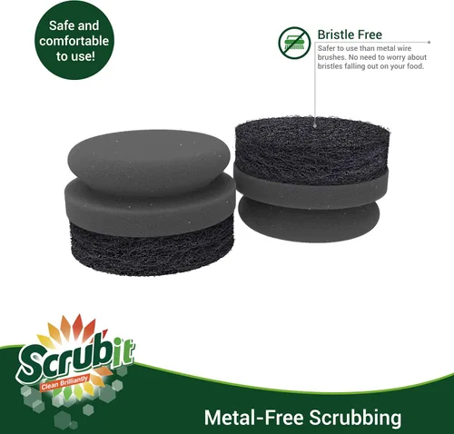 Miniatura 6 de SCRUBIT Cepillo de limpieza para parrilla, esponja para parrilla, limpiador de barbacoa sin cerdas con almohadilla de limpieza resistente
