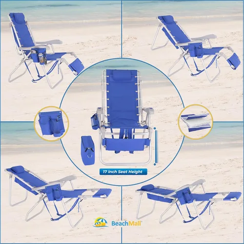 Miniatura 7 de Mochila acolchada de alta resistencia para adultos con reposapiés y bolsa enfriadora Coloque plana, 5 posiciones reclinables Bolsa térmica