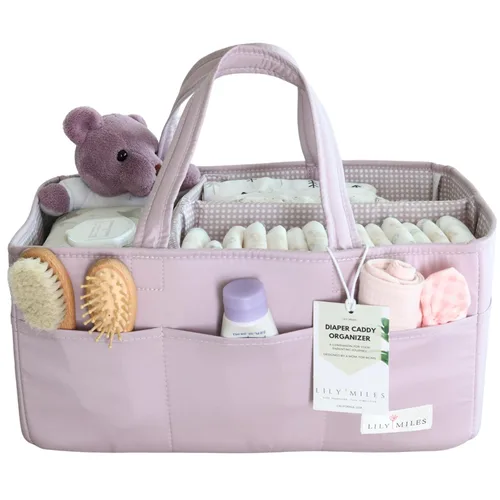 Miniatura 14 de Lily Miles Organizador de pañales para bebé, cesta de regalo para baby shower para niños o niñas recién nacidos, artículos imprescindibles