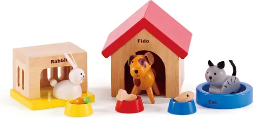 Animales de madera para casas de muñecas Family Pets de Hape