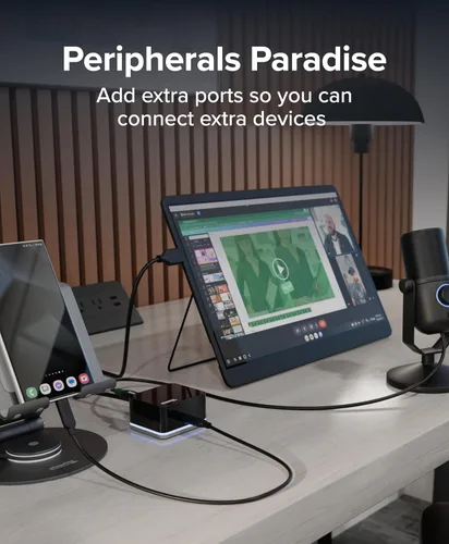 Miniatura 6 de Plugable Mini estación de acoplamiento USB-C con cable, HDMI compacta, Gigabit Ethernet y 3 puertos USB, funciona con USB-C, USB4 y Thunderbolt