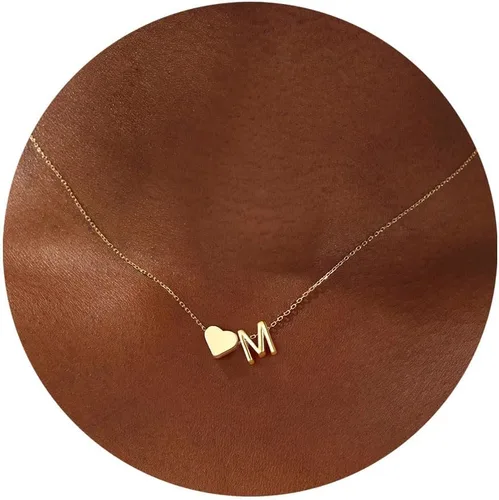 Miniatura 16 de Turandoss Mothers Day Gifts for Mom Wife - Dainty 18K Gold Plated Heart Initial A-Z Pendant Necklace Trendy Jewelry Heart Necklaces Birthday Mothers