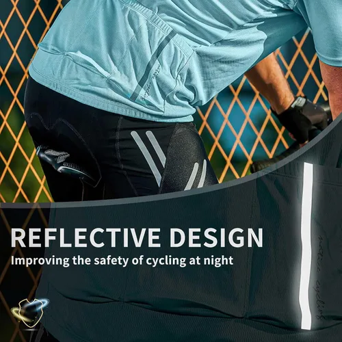 Miniatura 12 de Santic Camiseta de ciclismo para hombre, manga corta, camiseta de ciclismo de carretera, cremallera completa, UPF 50+, MTB con bolsillos