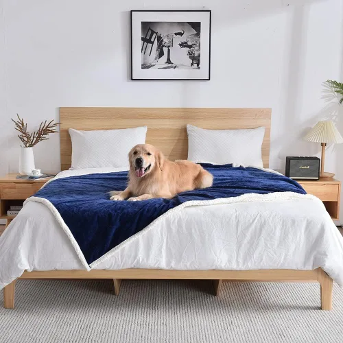 Miniatura 37 de Qeils Manta impermeable calmante para gatos de interior, manta suave y silenciosa de felpa para mascotas, manta gruesa de piel sintética de 500 GSM