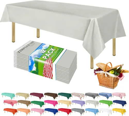 Miniatura 11 de Zimpleware - Mantel redondo de plástico para fiestas de 213 cm (84 pulgadas) de diámetro (paquete de 1, 6 y 12 unidades)