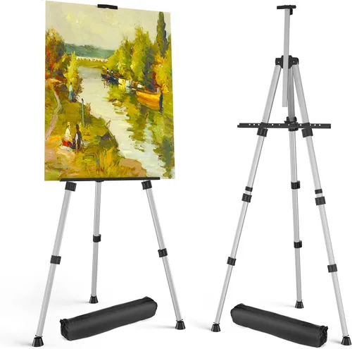 Caballetes de Exhibición de Pintura Artística – Caballetes de Artista Trípode de Metal de Aluminio Portátiles Ajustables con Bolsas, Altura de 17" a