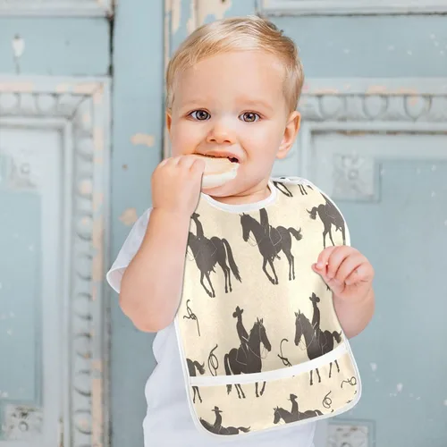 Miniatura 4 de MCHIVER Baberos de bebé para bebé niño y niña, delantal de alimentación impermeable, babero de algodón para comer alimentos, 2 paquetes