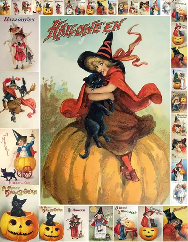 Miniatura 9 de Decoupage - Paquete de papel (35 hojas de 6 x 8 pulgadas), elegante hechicería de Halloween, brujas elegantes, gatos negros y fantasmas juguetones