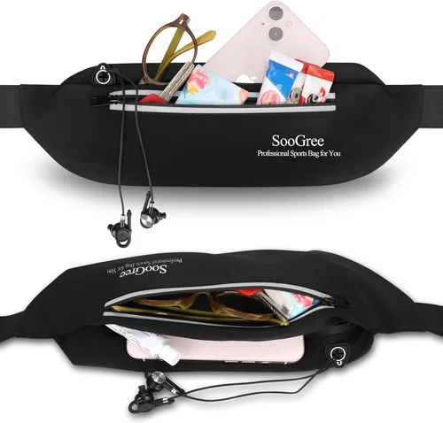 Miniatura 4 de SooGree Riñonera para correr para hombres y mujeres, ligera, impermeable, bolsa para correr, bolsa de almacenamiento reflectante nocturna