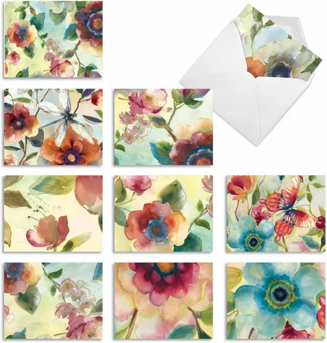 Miniatura 12 de The Best Card Company – 10 tarjetas en fondo blanco con flores, en caja (4 x 5.12 pulgadas) – Juego de tarjetas florales surtidas