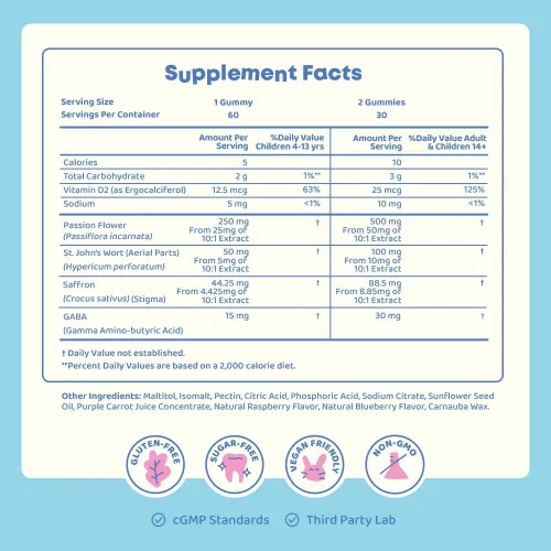 Miniatura 7 de JoySpring Gomitas de azafrán para niños Extracto de azafrán con suplementos GABA que ofrecen apoyo al estado de ánimo y calma las rabietas