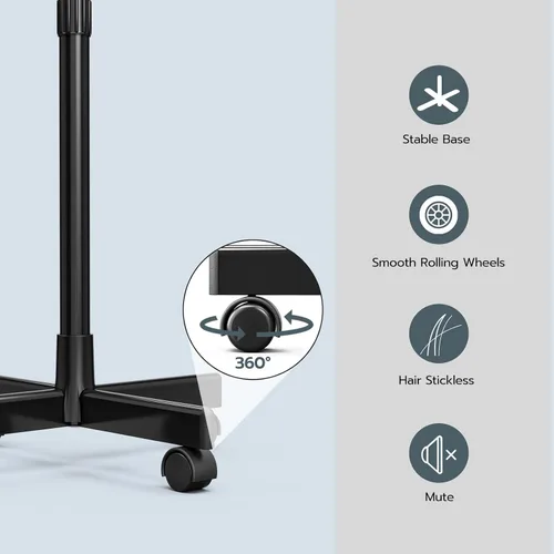 Miniatura 6 de Paddie Vaporizador facial profesional 3 en 1 sobre ruedas para esteticista, niebla fría y caliente, lámpara de aumento LED 5X, color negro