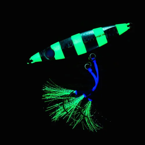 Miniatura 5 de OCEAN CAT Señuelos de pesca con jigging de paso lento, kit de plantillas brillantes para pesca en agua salada con ayuda de anzuelo lento, anzuelo