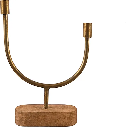 Main + Mesa Candelabro asimétrico de madera y metal