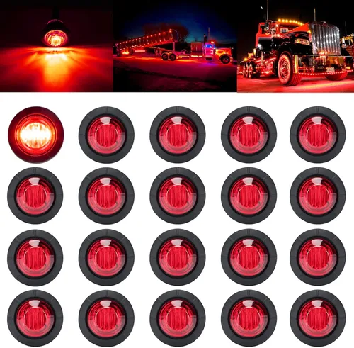 PSEQT Luces LED de marcador de remolque de 3/4 pulgadas, luz de espacio lateral, delantero, trasero, freno de bala, parada de giro, iluminación