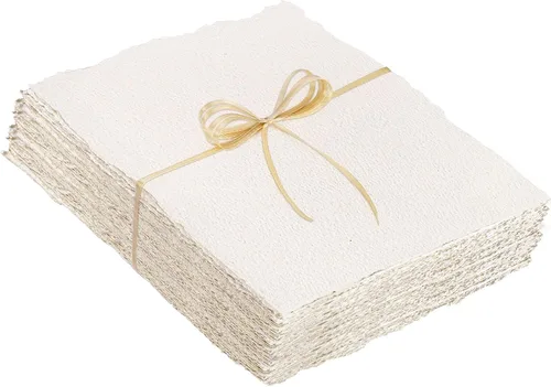 Miniatura 14 de 50 hojas de papel para acuarela 3.5 x 2, 300 g/m² Papel de borde deshilachado Papel hecho a mano rugoso/texturizado para acuarelas, invitaciones