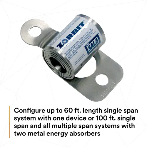 Miniatura 6 de 3M DBI-SALA 7401033 Componente Horizontal, Zorbit Absorber Energía con tres grilletes, sujetadores, tensor de tensor, dedales y clips de cable