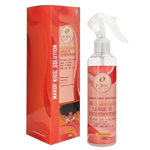 Miniatura 4 de Spray acondicionador sin enjuague para rizos y aceite para el cabello para niños con aceite de coco y ricino. Hidratante diario, desenredante