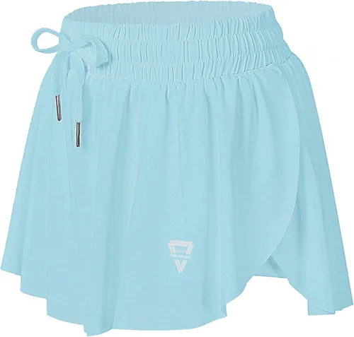 Wsirmet - Pantalones cortos deportivos y holgados 2 en 1 para mujer, diseño de elastano de verano, para yoga, faldas tipo mariposa, ropa linda