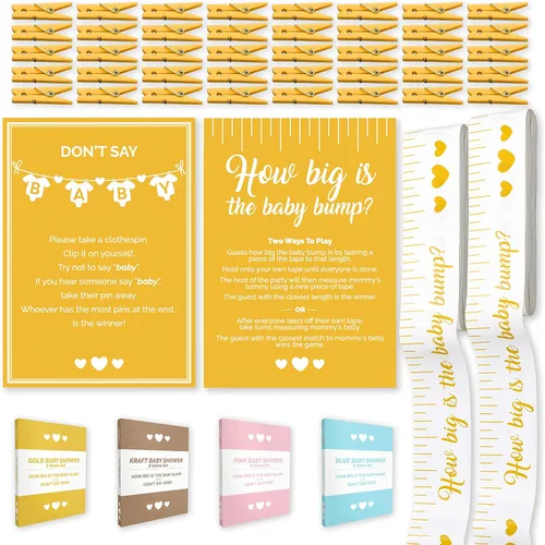 Miniatura 11 de Party Hearty Juegos Divertidos de Baby Shower para Niño, Juego de 2: ¿Qué Tan Grande Está la Pancita? y No Digas Bebé, Azul Azul - Combo Tm y Dsb