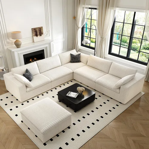 Miniatura 29 de LoveSeat Cloud Couch Sofá Seccional Modular para Sala de Estar, Sofá Moderno con Asiento Profundo, Sofá de 2 Plazas Sin Huesos con Otomana, Cómodos